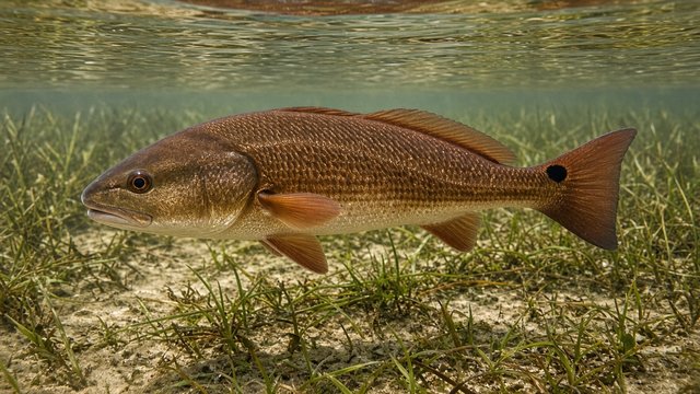 Redfish swimming in shallow Texas inshore flats